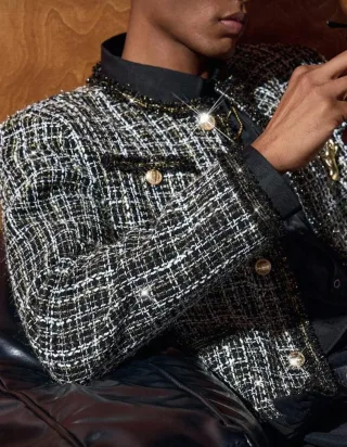 Ảnh 4 của Áo khoác tweed đen nam
