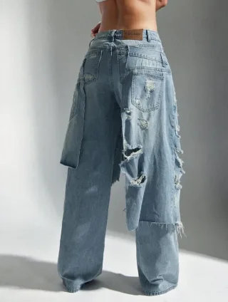 Photo 4 of Quần jeans ống rộng unisex