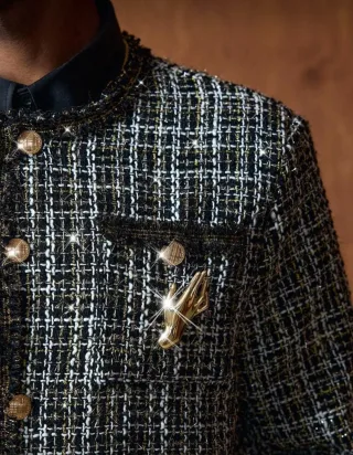 Ảnh 2 của Áo khoác tweed đen nam
