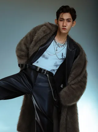 Ảnh 1 của Set blazer quần da phối layer