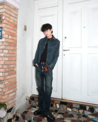 Ảnh 2 của Set denim xanh wax nam