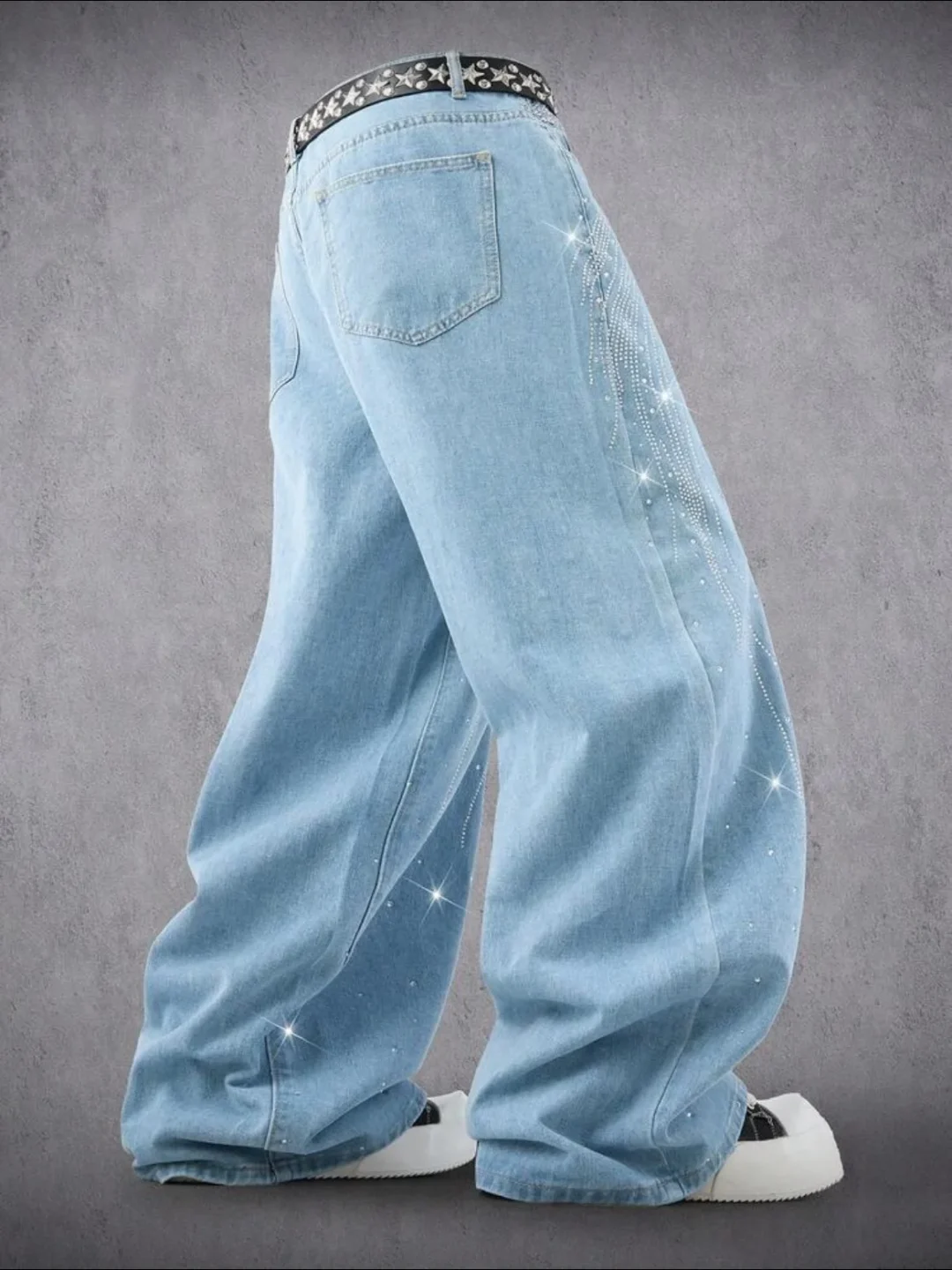 Ảnh 4 của Quần jeans xanh đính đá nam