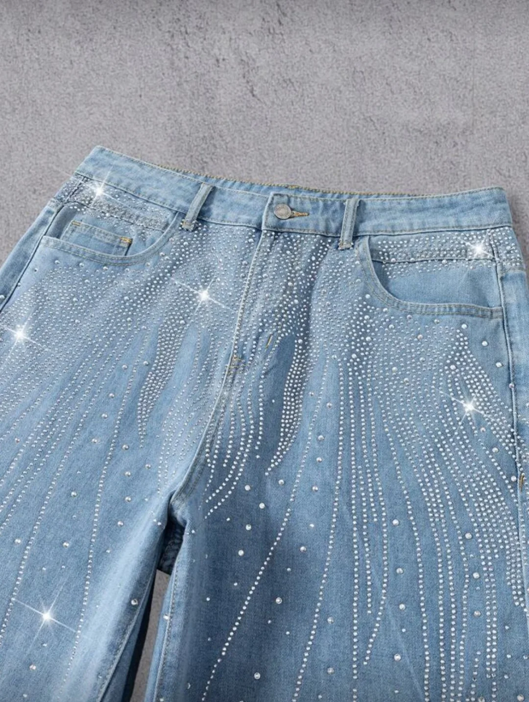Ảnh 3 của Quần jeans xanh đính đá nam