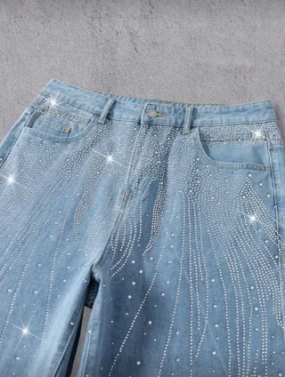 Ảnh 3 của Quần jeans xanh đính đá nam