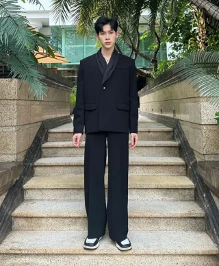 Ảnh 1 của Set blazer nam cổ đổ đen