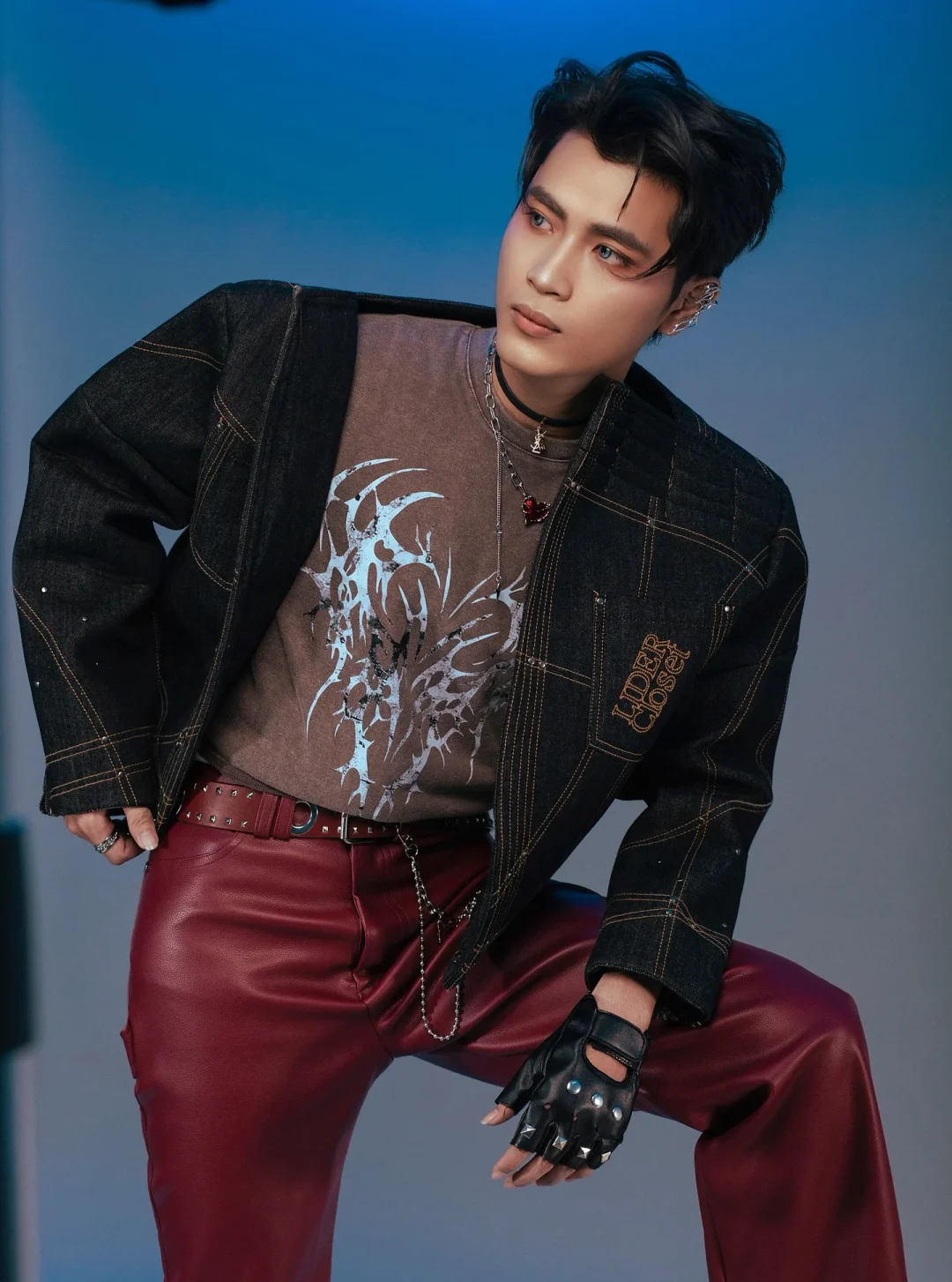 Ảnh 4 của Set jeans phối da cool ngầu nam