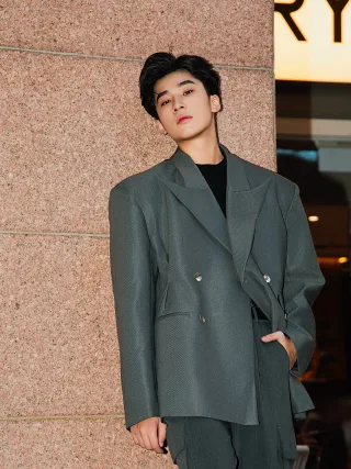 Photo 1 of Set blazer xám oversize nam