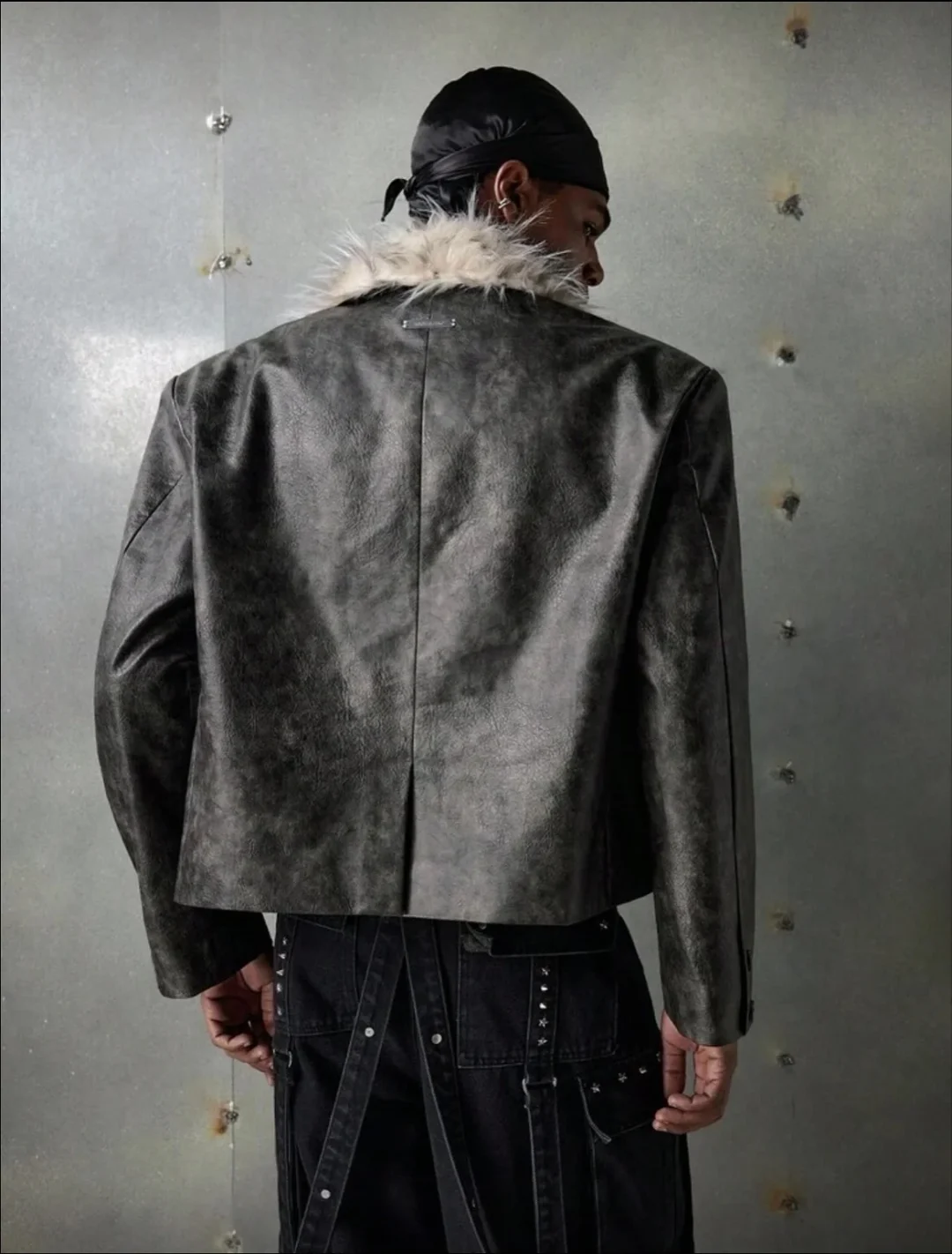 Photo 3 of Áo khoác da phối lông