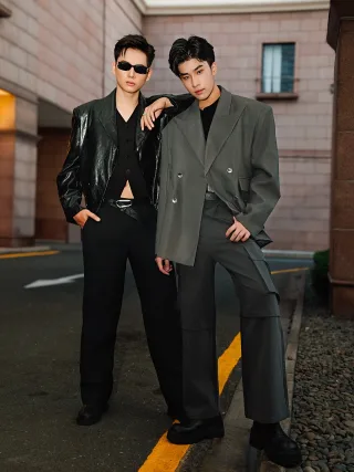 Photo 4 of Set blazer xám oversize nam