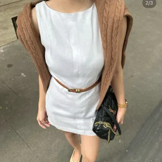 Photo 3 of Váy basic linen kèm belt nâu