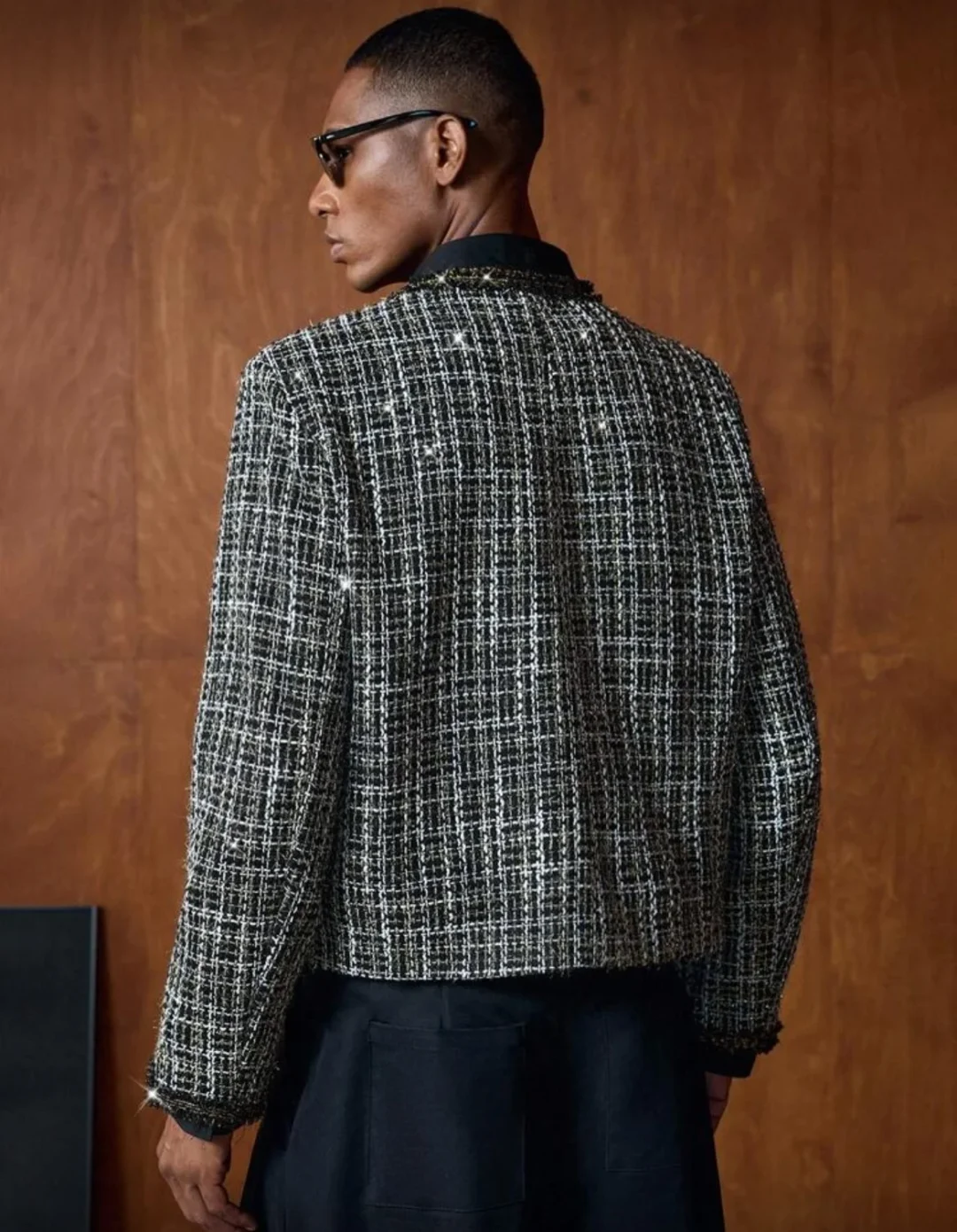 Ảnh 5 của Áo khoác tweed đen nam