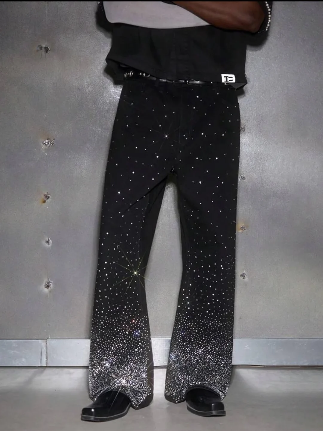 Ảnh 5 của Quần jeans đen đính đá nam