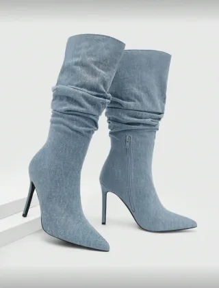 Ảnh 1 của Boots denim cao cổ nữ