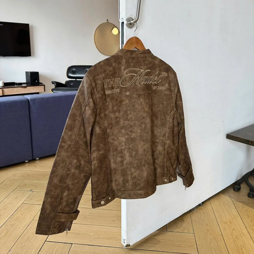 Ảnh 3 của Áo khoác da nâu loang unisex