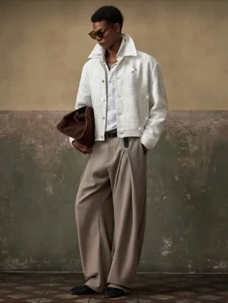 Photo 4 of Áo khoác tweed trắng bomber nam