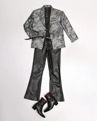 Photo 1 of Set blazer nhũ bạc nam