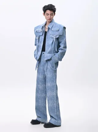 Photo 2 of Set denim đính đá độn vai nam