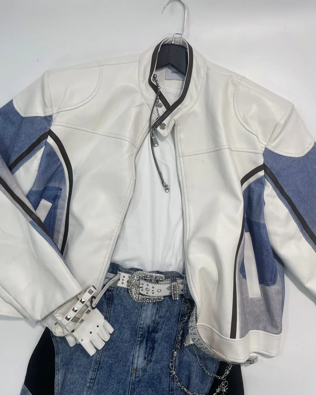 Photo 2 of Set áo da phối jeans nam