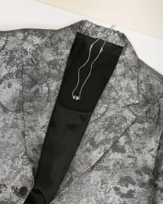 Photo 3 of Set blazer nhũ bạc nam