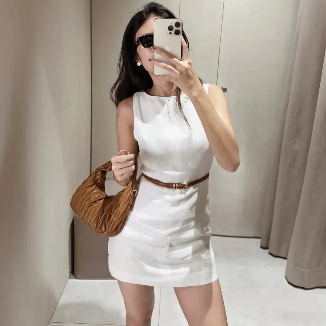 Photo 6 of Váy basic linen kèm belt nâu