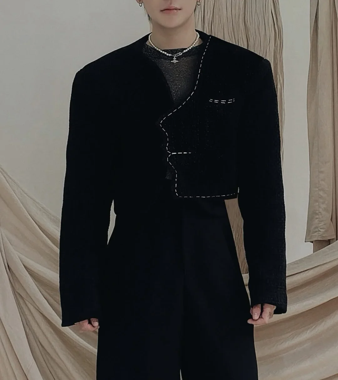 Ảnh 1 của Set crop top và quần baggy nam