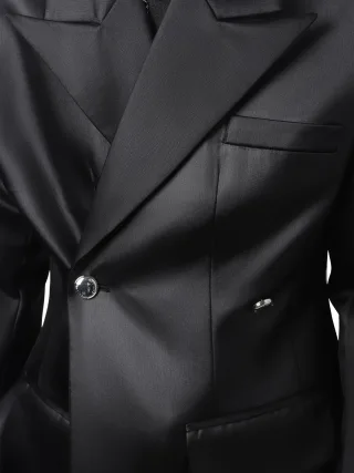 Photo 2 of Blazer nam đen vải bóng