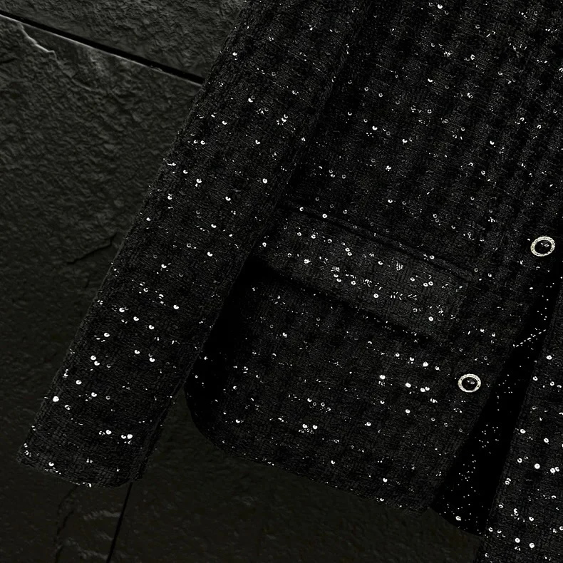 Ảnh 3 của Áo khoác vải tweet đen bling bling