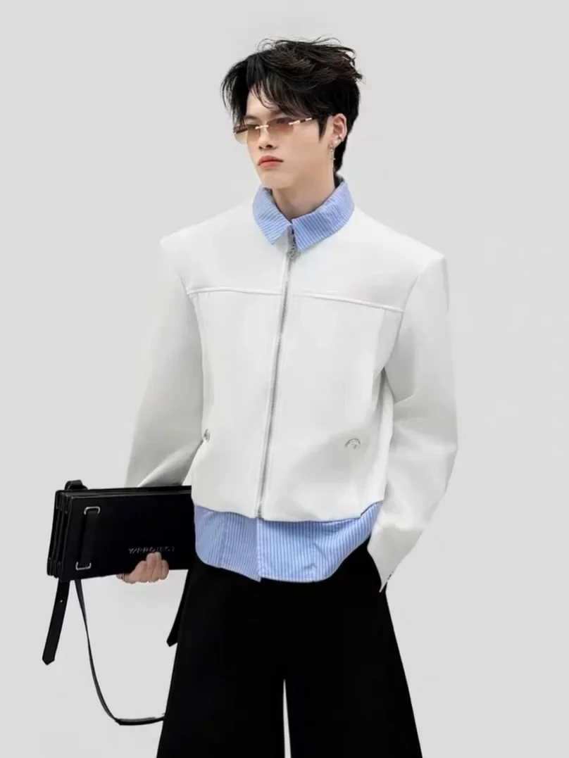 Photo 1 of Khoác trắng layer sơ mi kẻ