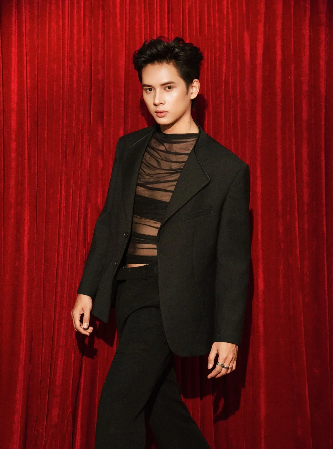 Photo 2 of Set vest đen nam áo lưới