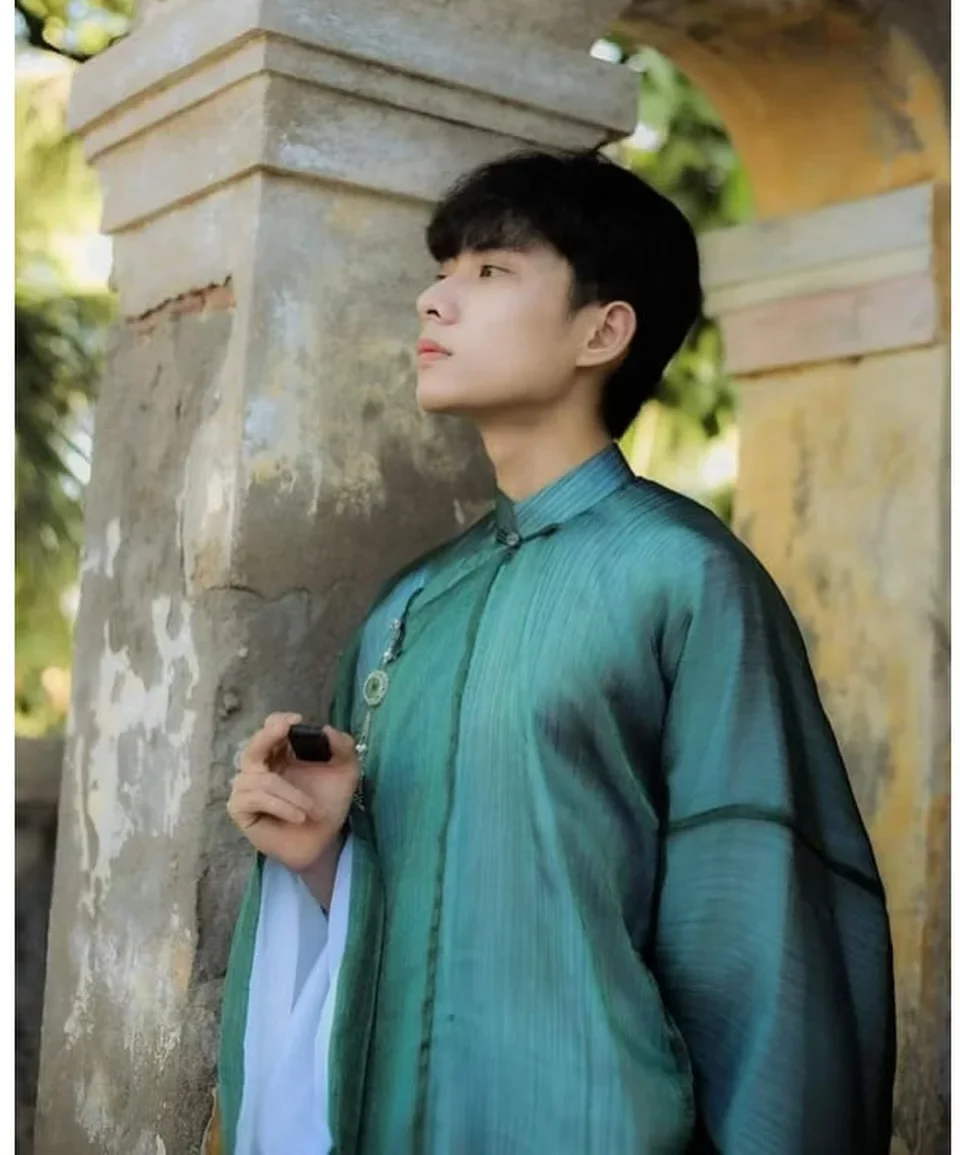 Photo 3 of Áo tấc nam xanh ngọc kèm mấn