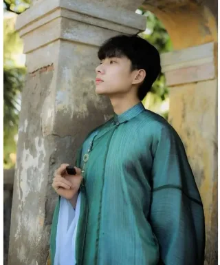 Photo 3 of Áo tấc nam xanh ngọc kèm mấn