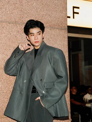 Photo 3 of Set blazer xám oversize nam