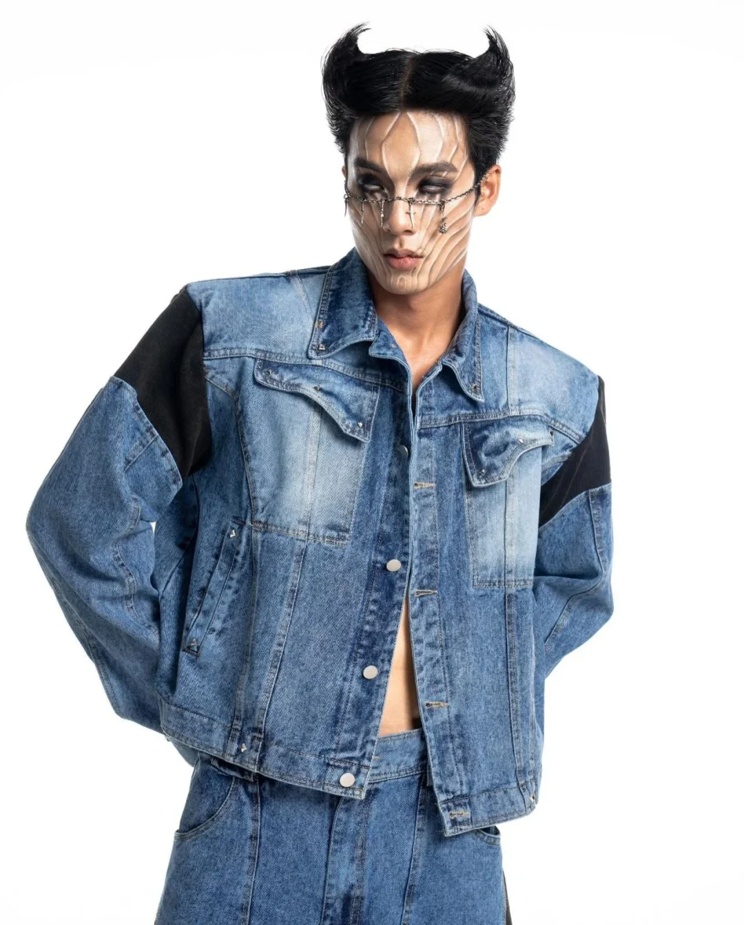 Ảnh 2 của Set jeans áo độn vai nam