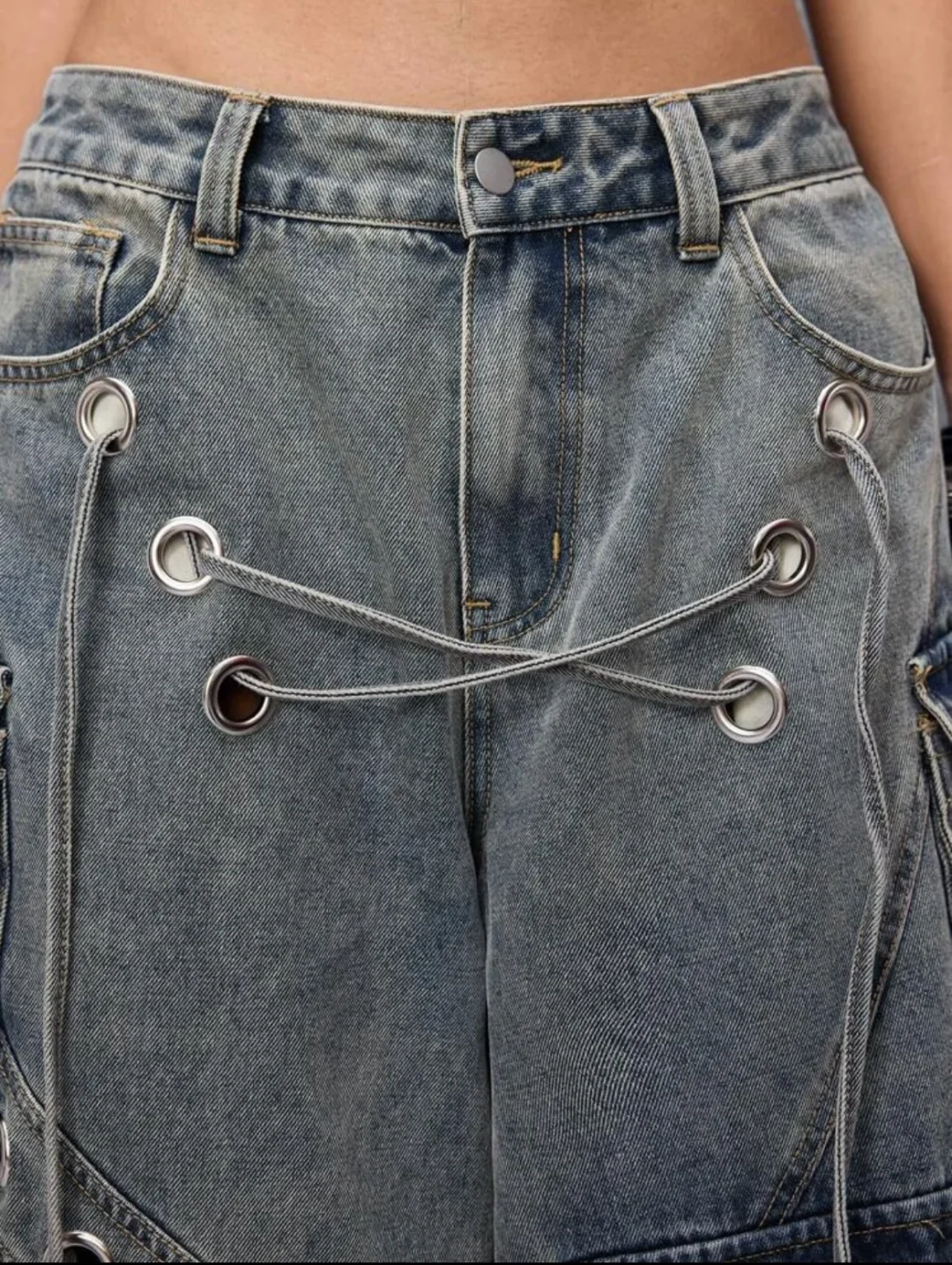 Ảnh 4 của Shorts jeans ống rộng unisex