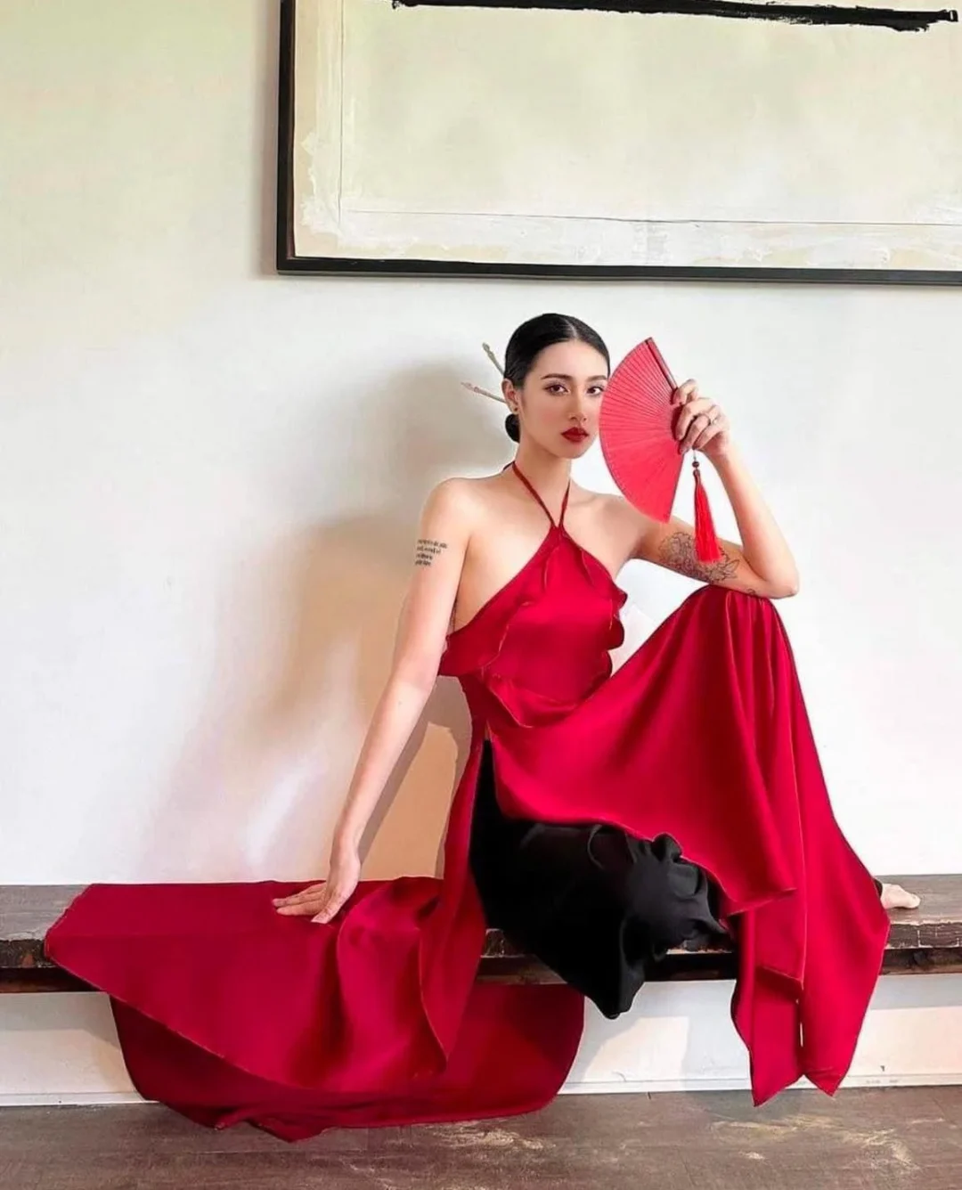Photo 2 of Set yếm lụa đỏ