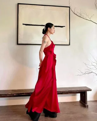 Photo 3 of Set yếm lụa đỏ