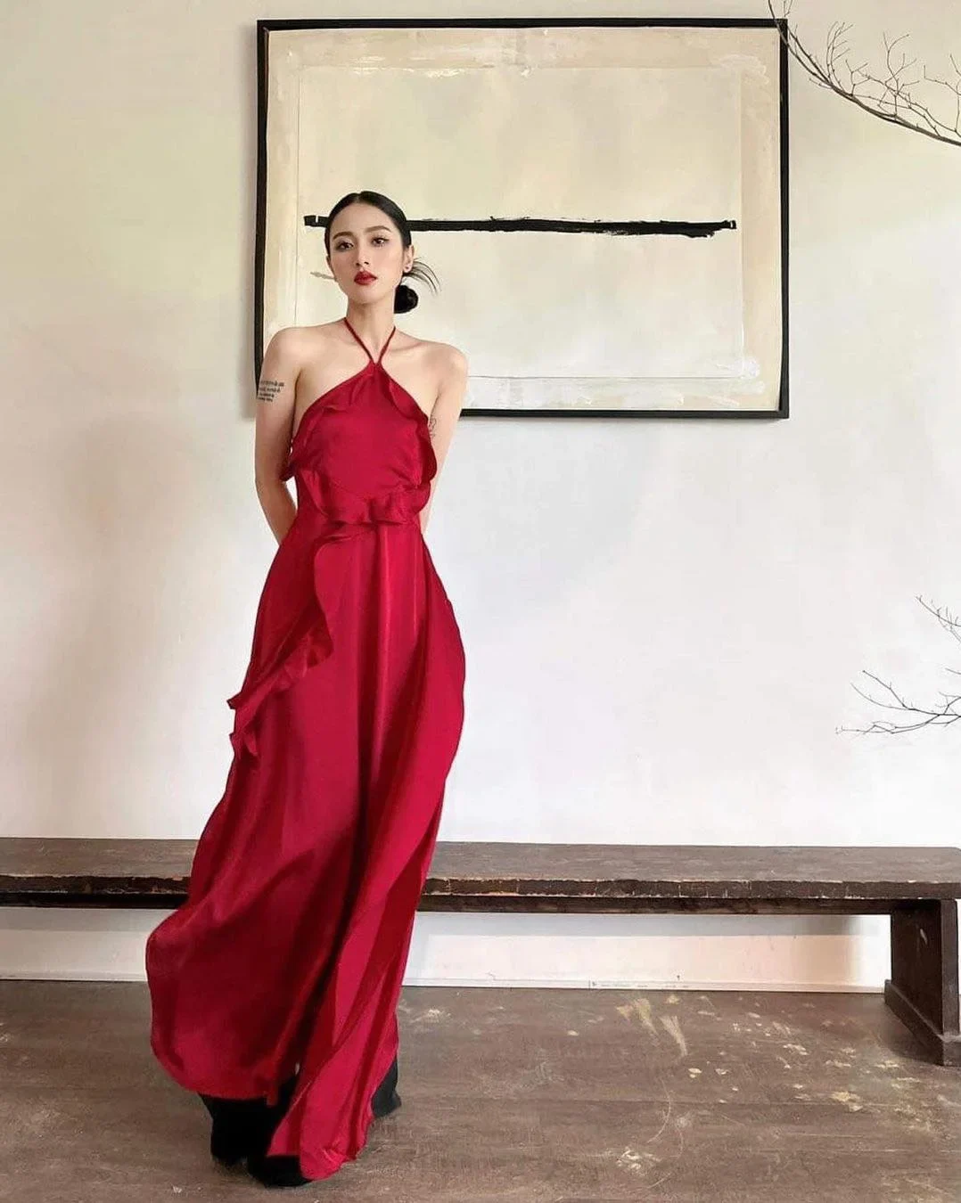 Photo 3 of Set yếm lụa đỏ