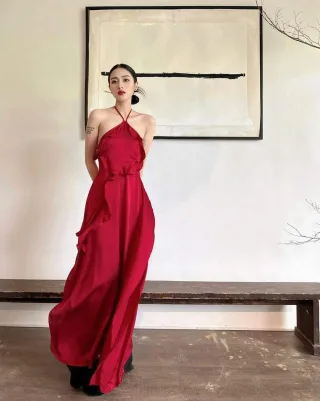 Photo 3 of Set yếm lụa đỏ