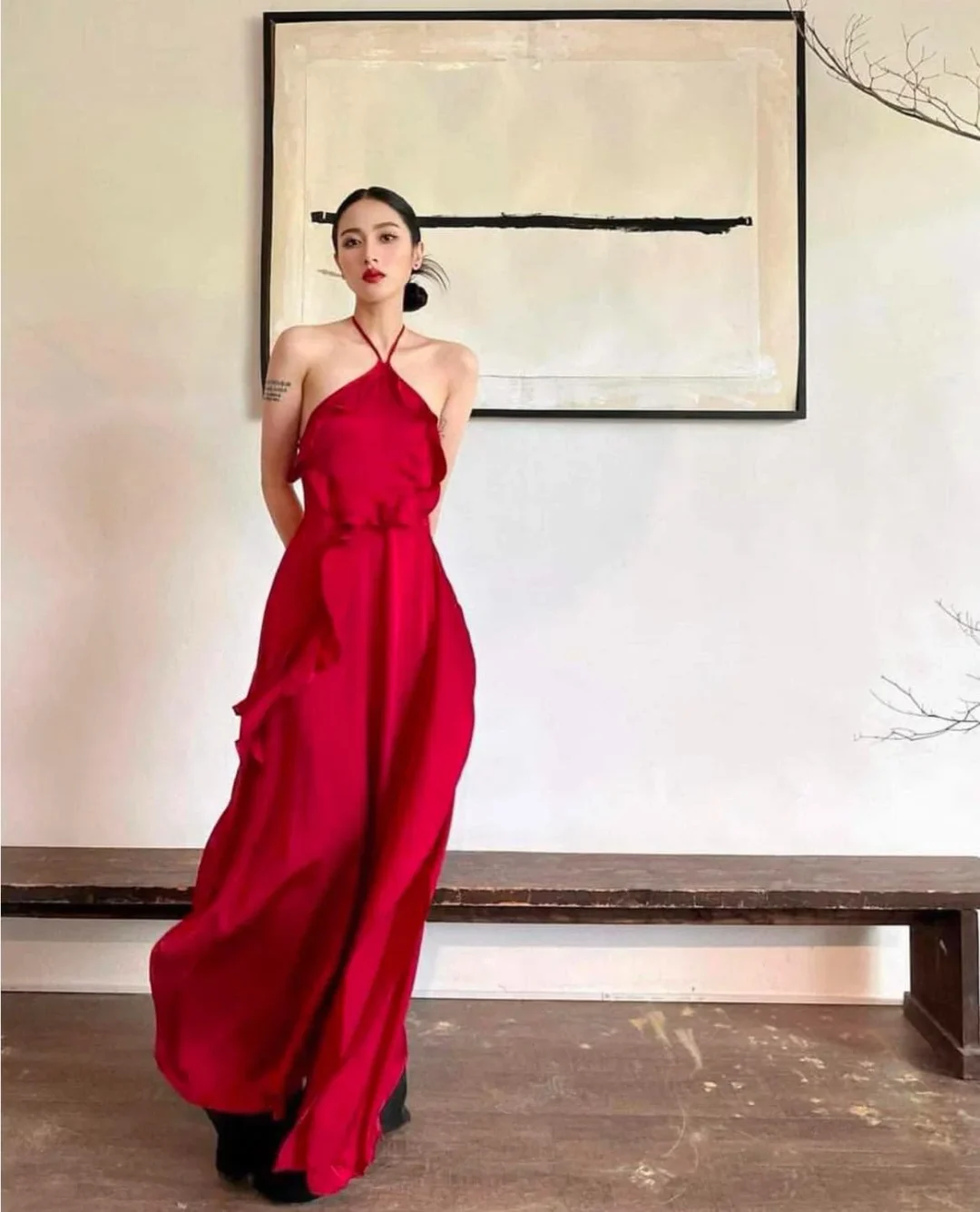 Photo 1 of Set yếm lụa đỏ