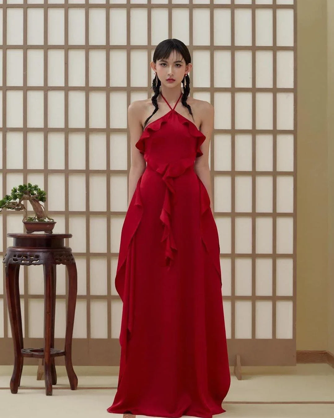 Photo 4 of Set yếm lụa đỏ
