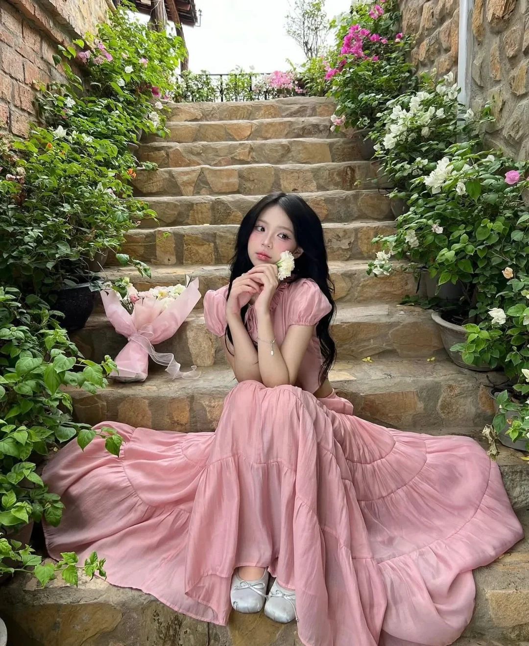 Ảnh 2 của Full set váy hồng OCEAN SUMMER