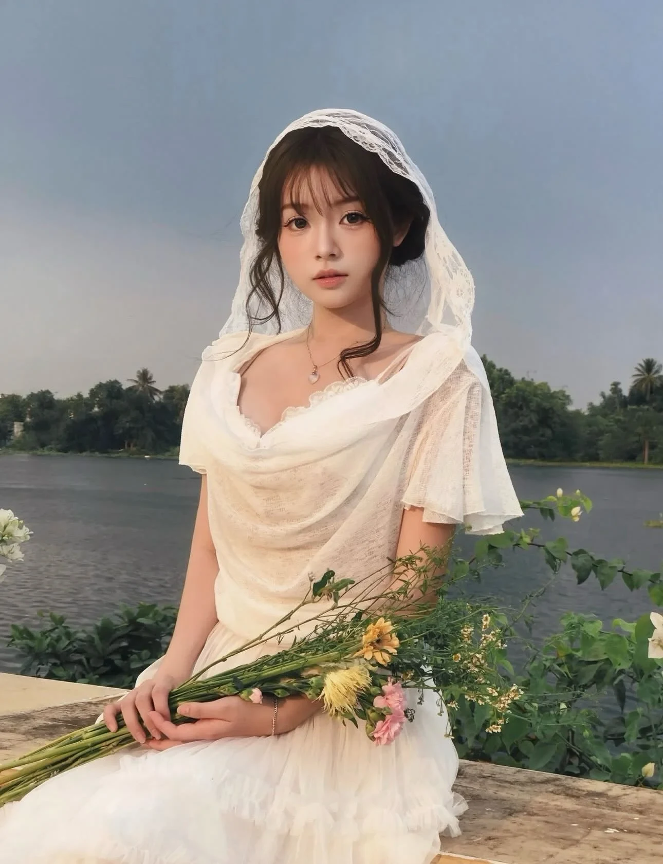 Full set váy trắng freesize