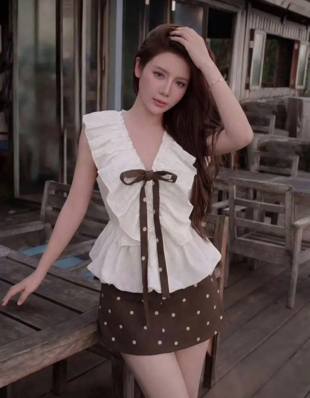 Photo 1 of Váy nữ OCEAN SUMMER màu nâu