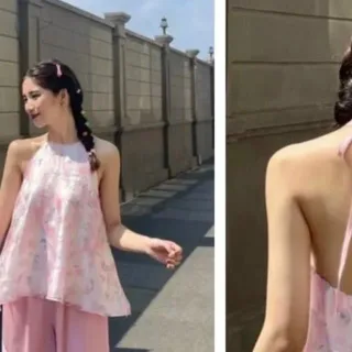 Photo 1 of Set yếm hoa hồng pastel nữ