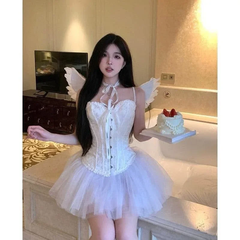 Photo 1 of Set corset váy tutu thiên thần trắng