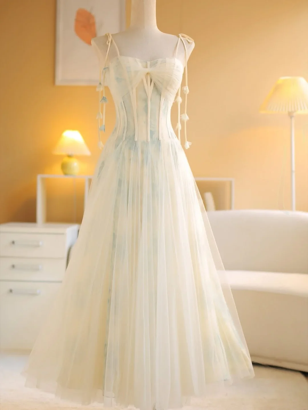 Ảnh 5 của Váy maxi pastel corset voan vintage nữ