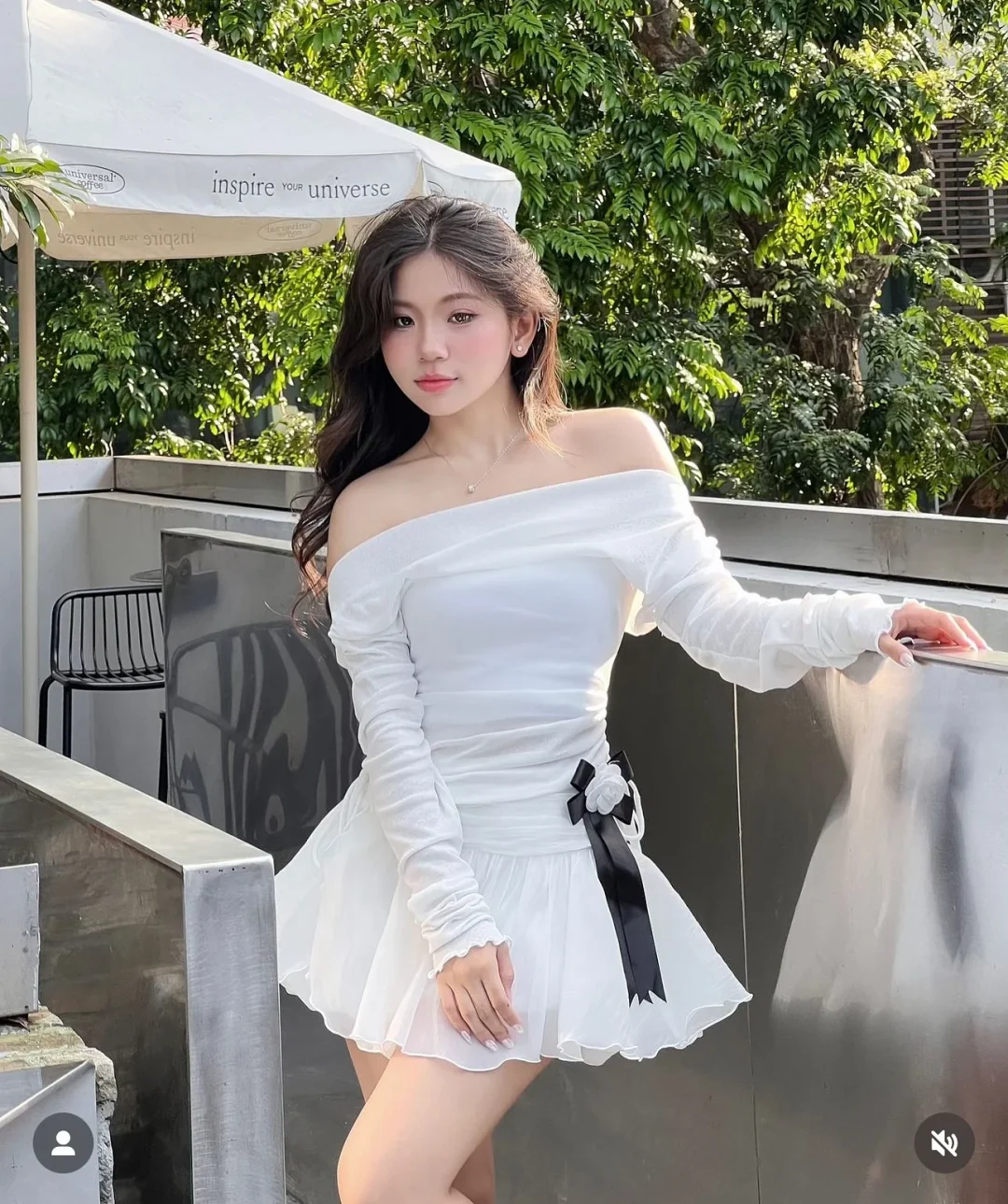 Ảnh 1 của Váy trắng trễ vai mini voan size S/M
