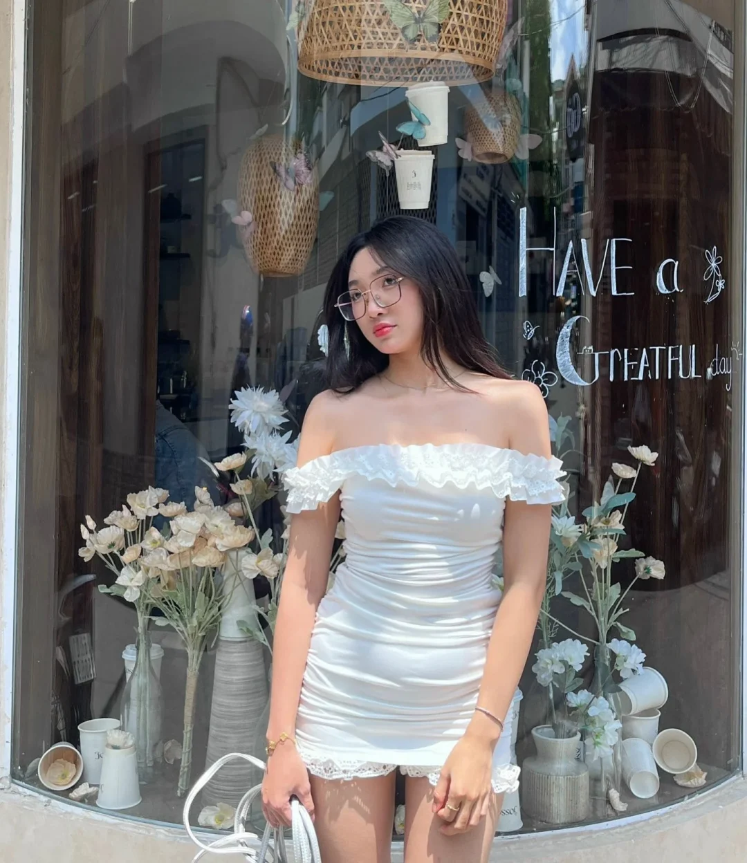 Ảnh 5 của Đầm mini trắng trễ vai size S