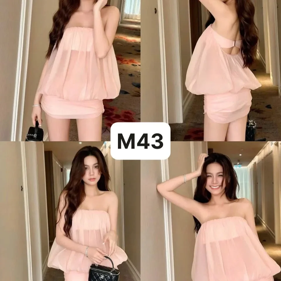 Photo 5 of Set áo voan hồng hai mảnh nữ tính