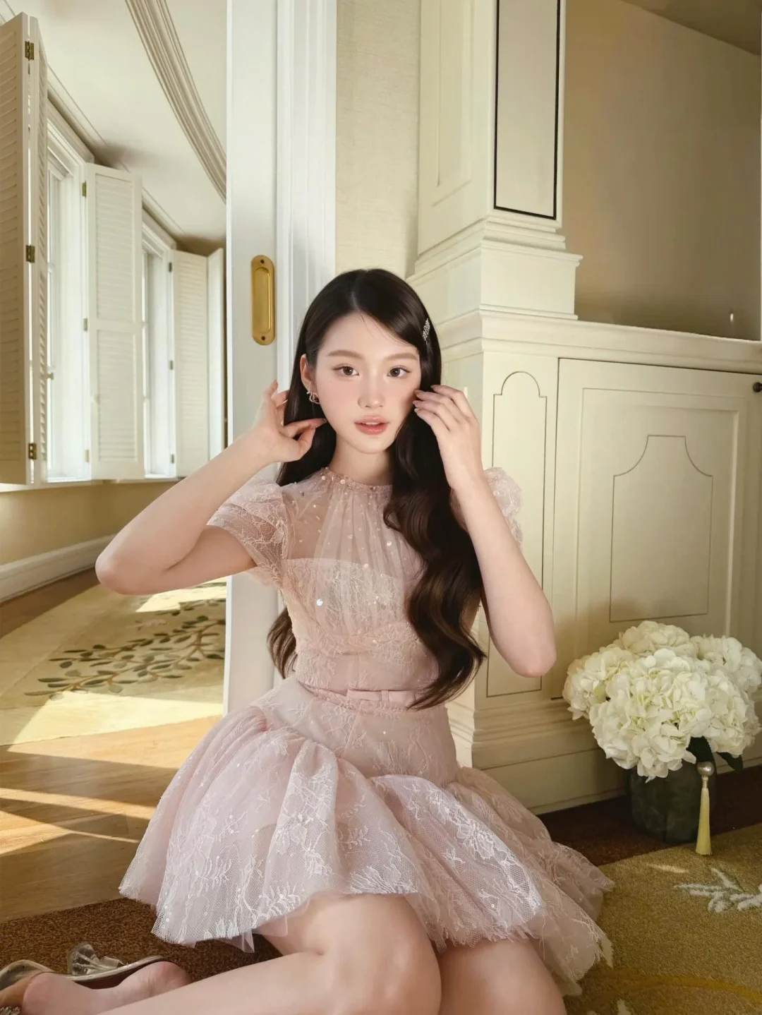 Ảnh 7 của Váy ren hồng pastel ngắn nữ tính